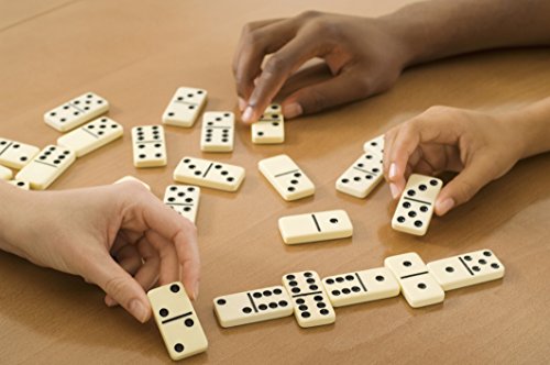 Double 6 Dominoes game by Tangerine - Nice Tin box - Ivory Tiles - instructions
