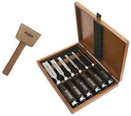 Chisel Set 6 pieces in Carpenter quality + Carpenter´s mallet 450 size