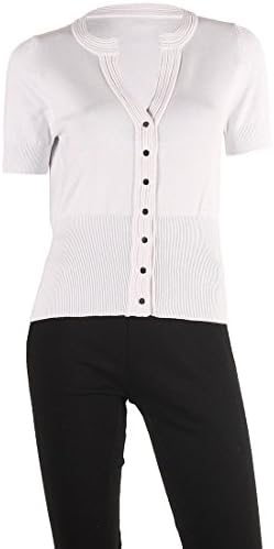 Women's 'Fine Gauge ' Basic Ribbed Stretch Cardigan Sweater,White,XL