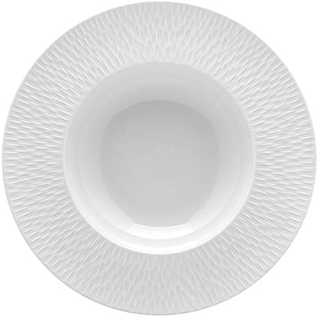 DEGRENNE 224509 Boreal Satin Set of 3 Round Pasta/Soup Plate 29 cm, Porcelain, White, 30.6 x 8.1 x 8.1 cm