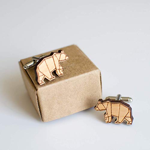 Geometric Bear Cufflinks, modern art jewelry for men
