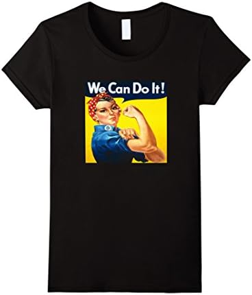Women's Women's Rosie The Riveter We Can Do It Retro WW2 Tee T-Shirt Large Black