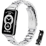 Stainless Steel Replacement Watch Band For Huawei Band 6 / Honor Band 6 - Silver, Adjustable