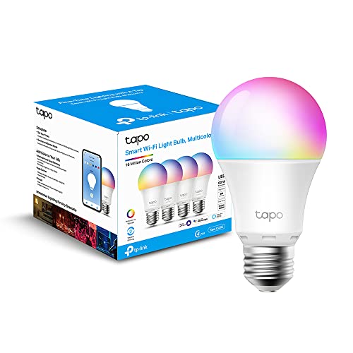Tapo L530E(4-Pack) alexa Lampe E27, Energiespared, Mehrfarbrige dimmbare smarte WLAN Gluehbirne, Smart home zubehoer, Ablaeufe und Zeitplaene, Kein Hub notwendig