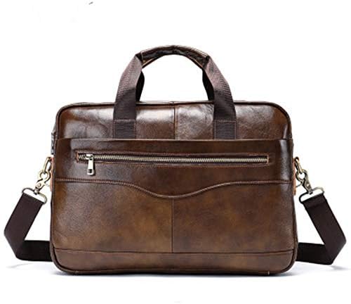 Tote Shoulder Bag Men's Solid Color Full Grain Leather Handbag Briefcase Business Casual Men's Bag Cross Section Oblique Head Layer Leather Computer Bag Diagonal Handbag (Color : Light brown)