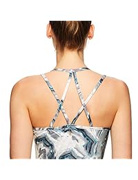 Gaiam - Camiseta sin mangas para mujer con espalda cruzada y tirantes y sujetador deportivo inalámbrico de impacto medio integrado