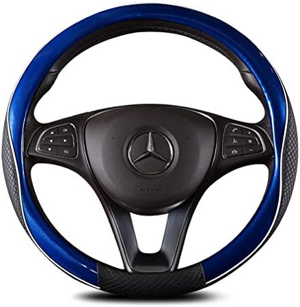 ISTN Men's High-Grade Durable Leatherette Material and Slip Resistance Universal Steering Wheel Cover Car Auto Accessories Decor Blue