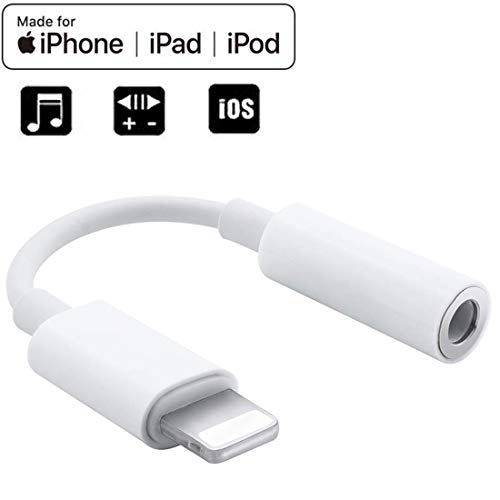 Headphone Jack Adapter for iPhone 7/7Plus Dongle Compatible for iPhone Xs/Xs Max/XR/ 8/8 Plus/X (10) for 3.5mm Dongle Jack Earphone AUX Audio Splitter Accessories Converter Cable Support All iOS