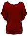 LL WT742 Womens Boat Neck Short Sleeve Dolman Drape Top XXL Wine