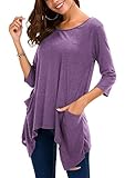 Urban CoCo Women's Plus Size Pocket Tunic Top 3/4 Sleeve Shirt (2XL, Heather Purple)
