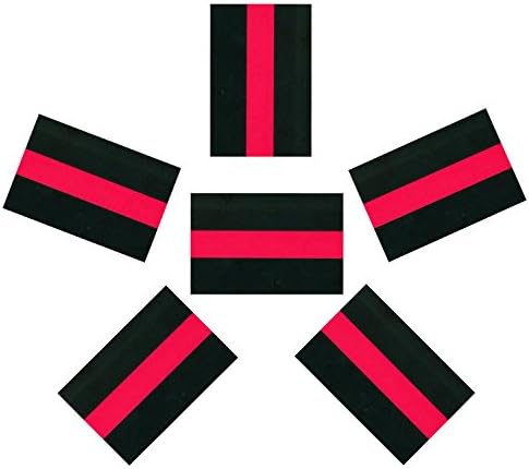 Thin Red Line Decals (6 pack) 3x5 inch, Black and Red Bumper Stickers for Cars and Trucks - Recognize and Support the Courage of Firefighters, Fireman