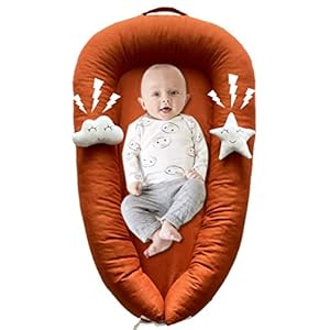 Baby Nest Sleeper, Luxury Linen Baby Lounger with Plush Toys, Soft & Breathable Baby Nest Lounger, Adjustable Toddler…
