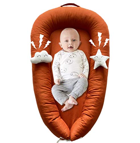 Baby Nest Sleeper, Luxury Linen Baby Lounger with Plush Toys, Soft & Breathable Baby Nest Lounger, Adjustable Toddler…