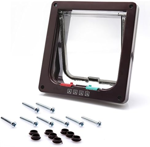 Fontic Cat Flap Easy Installation 4 Ways Locking Cat Door Pet Door Kit for Cats and Small Dogs with Telescopic Frame 9.0 9.8 2.2 โโ (Brown)
