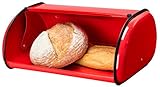 Greenco Stainless Steel Bread Bin Storage Box, Roll up Lid (Red) (Kitchen)