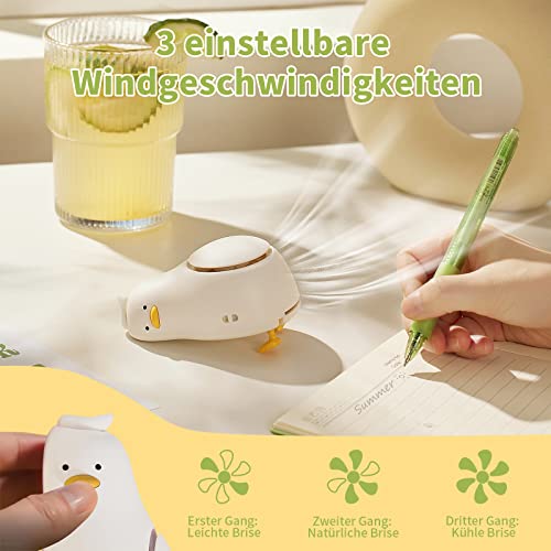 Tihokile Mini Ventilator,Handventilator mit 3 Geschwindigkeiten, USB Ventilator mit Verstellbarem Winkel, Tragbarer Nackenventilator Perfekt für Frauen Haus Büro Reisen Wandern Camping Geschenke