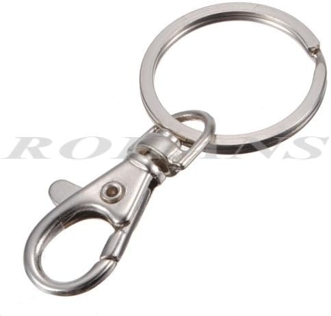 ROHANS Small Silver Tone Lobster Trigger Swivel Clasps Split for Keyring Hook Fob Ring - 37mm x 16mm with Ring (60)