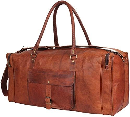 24 Inch Genuine Leather Duffel | Travel Overnight Weekend Leather Bag | Sports Gym Duffel for Men (25 inch) 2 24 Inch Genuine Leather Duffel | Travel Overnight Weekend Leather Bag | Sports Gym Duffel for Men (25 inch)