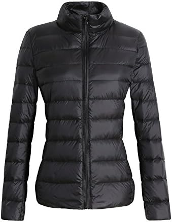 SeaFever Down Jackets for Women Ultra Light Winter Coats Packable Stand Collar Black S