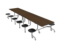 Palmer Hamilton 60T11293012-S12-KMWS Model 60T Mobile Folding Table with 12 Stools, Torsion Lift, Silver Frame, 29'' Height, 30'' Width, 144'' Length, Montana Walnut, Black Trim
