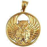 Lucky and Wise Owl Charm Fine Pendant Real Solid 10Kt Gold