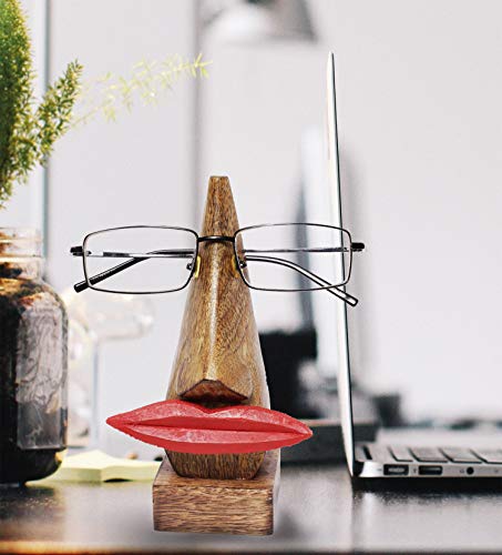 The StoreKing Rakhi Gifts Wooden Handmade Red Lip Shaped Eyeglass Spectacle Holder Display Stand for Girls Women Office Desk Home Décor Gifts (Lip) - Thumbnail 5