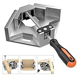 Right Angle Clamp, Housolution Single Handle 90° Aluminum Alloy Corner Clamp, Right Angle Clip Clamp Tool Woodworking Photo Frame Vise Holder with Adjustable Swing Jaw - Silver Gray