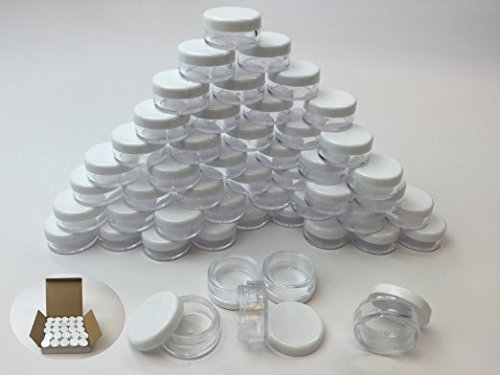 (Quantity: 200 Pieces) Beauticom 5G/5ML High Quality Round Clear Jars with White Lids for Lotion, Creams, Toners, Lip Balms, Makeup Samples - BPA Free