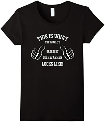Women's Worlds Greatest Dishwasher T-Shirt Medium Black