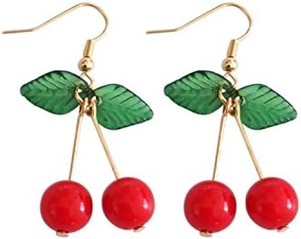 Hot Red Cherry Earrings Eardrop Sweet Fruit Fresh Cherry Eardrop Female Fashion Youth Beautiful Girl
