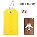 BlueCosto - Luggage Tags - Large, Yellow, 5 PK - PVC Suitcase Tags w/Privacy Cover & Stainless Steel Wire Loops - Personalized Baggage Identifiers for Travel - Backpack Name Labels