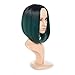 LOSMOEER Ombre Green Bob Wig Short Straight Synthetic Green Wigs Middle Part Natural Hair Wigs for Women None Lace Wig Cap (Ombre Green)