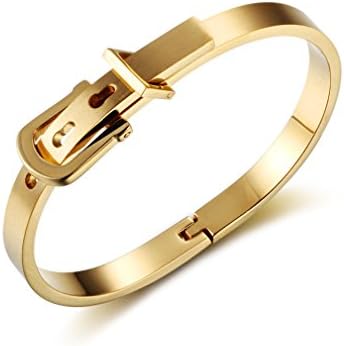 Kinwilliam Simple Fashion Bracelet Titanium Steel Belt Buckle Charm Chain Fashion Jewelry Couple version (gold)