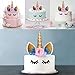 Unicorn Cake Topper with Eyelashes and Flowers, Handmade Gold Unicorn Birthday Cake Toppers Set, Unicorn Cake Decorations Kit for Girls, Party Supplies, Party Favors, Baby Shower and Wedding