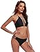 Women's Halter Bikinis Bathing Suits Strappy Padding Swimsuit Set 4 Piece Black M