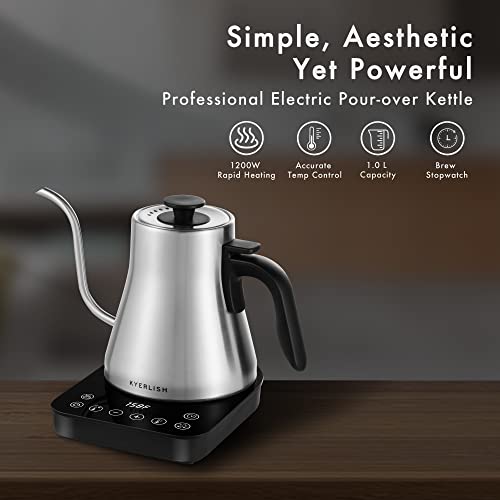 KYERLISH Electric Gooseneck Kettle 1.0L Temperature Control, Pour Over