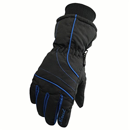 Runtlly Women's Outdoor Skiing Gloves Winter Warm Gloves Full Finger Waterproof Gloves Athletic Gloves 08-Black Blue
