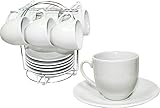Demitasse Set with Chromed Rack. 13 Pieces