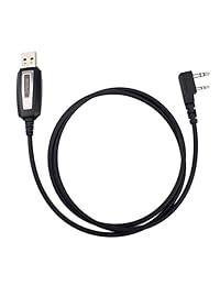Retevis 2 Pin USB Cable de Programación/Lead para Baofeng UV5R/888S Retevis H777 Quansheng PUXING Wouxun tyt Kenwood 2 Way Radio Walkie Talkies (1 Pack)