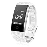 Fitness Tracker, Toprime Waterproof Activity Tracker Smart Wristband, Heart Rate Monitor and Sleep Monitor for Android and IOS, White
