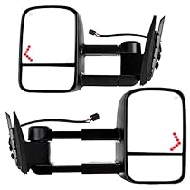 Towing Mirrors for 07-13 Chevrolet/GMC/Cadillac Silverado/Sierra Pair Set Power Tow Heated Telescoping with LED Arrow Signal Light Side Mirrors (just 07 NEW Body)