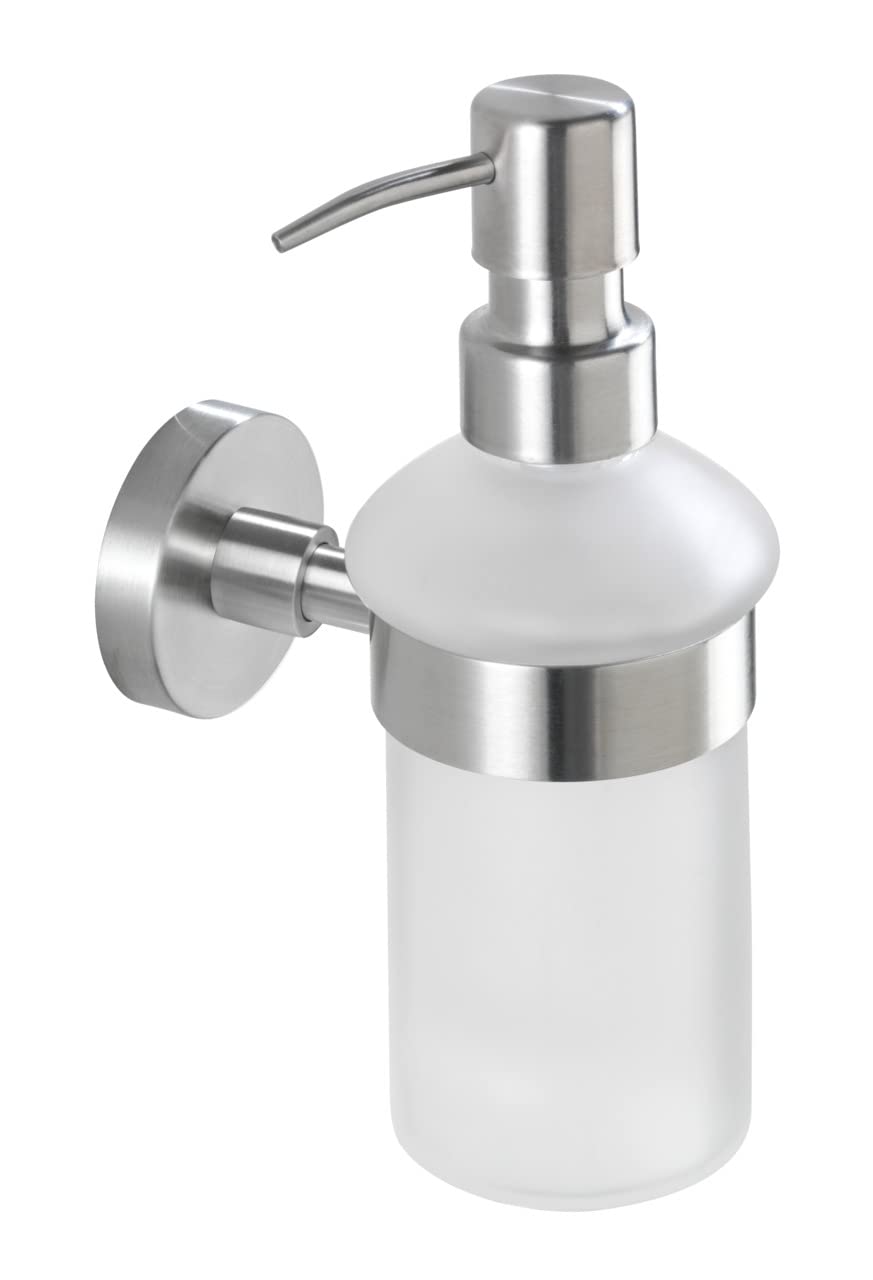 WENKO 19617100 Soap dispenser Bosio - Capacity: 0.2 l, Stainless steel, 7 x 18 x 11 cm, Matt