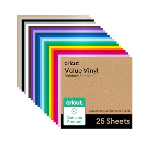 Cricut Value Permanent Vinyl - Rainbow Sampler - 12in x 12in (25 Count)