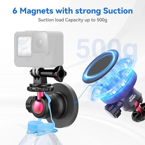 ULANZI Magnetic Camera Mount for GoPro, Strong Magnetic Mount with 360° Rotation Ball Head and Built-in 6 Magnets, Compatible with GoPro Hero 11/10/9/8/7/6, DJI OSMO Action, Insta360