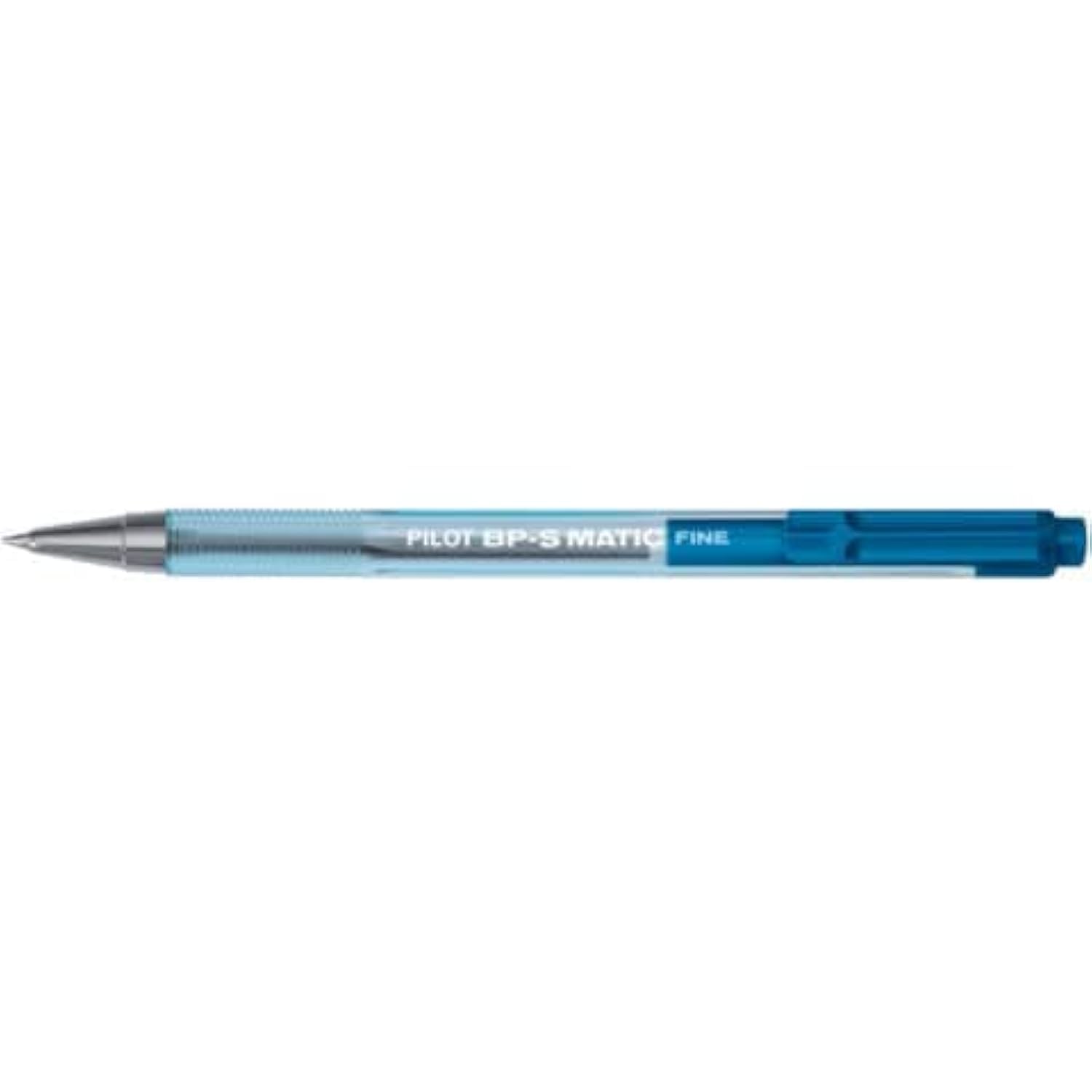 Pilot BP-S Matic Retractable Ballpoint Pen - Fine Lettering - Transparent Body - Refillable - Blue - Pack of 12