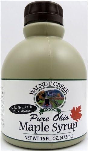 Grade A Dark Amber Walnut Creek Ohio Pure Maple Syrup 16 oz Jug
