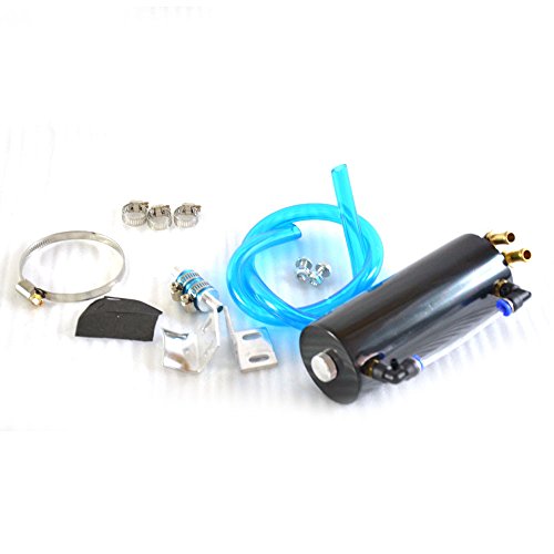 Oil Catch Tank,Universal 750ml Aluminum Round Engine Oil Breather Tank Catch Can Reservoir Kit Black - Thumbnail 4