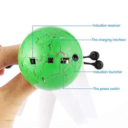 RC Flying Ball, RC Infrared Induction Helicopter Ball Built-in Shinning LED Lighting Colorful Flying for Kid's Toy (green) - Thumbnail 5