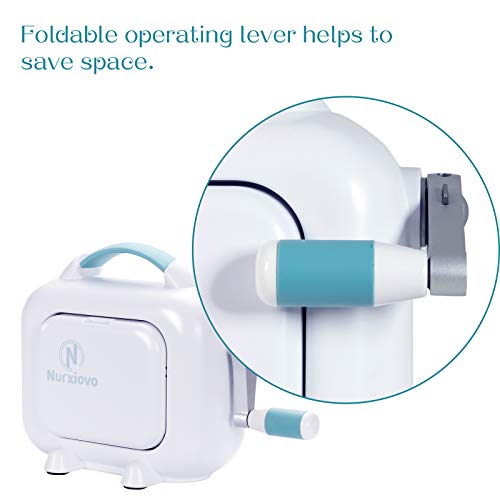 NURXIOVO Manual Die Cutting Machine Foldaway Embossing Machine 6 Inch Opening DIY Dies Tool with Foldable Lever, Cutting Dies, Designed Card Paper, Cutting Pads and Platform - Thumbnail 3