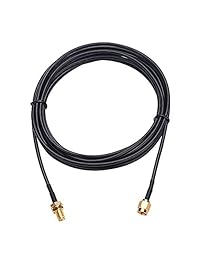 HUACAM 5.5 yard negro RP SMA macho (Pin en el centro,) a hembra (agujero en centro, rosca interior, rosca exterior) WiFi conector de antena Cable de extensión